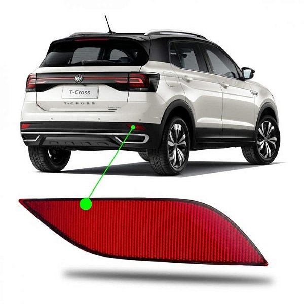Refletor para para choque t cross volkswagen de 2019 a 2024 traseiro lado direito
