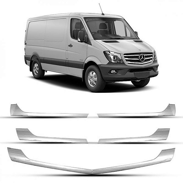 Friso da grade do radiador sprinter mercedes benz de 2020 a 2025 cromado com cinco peças