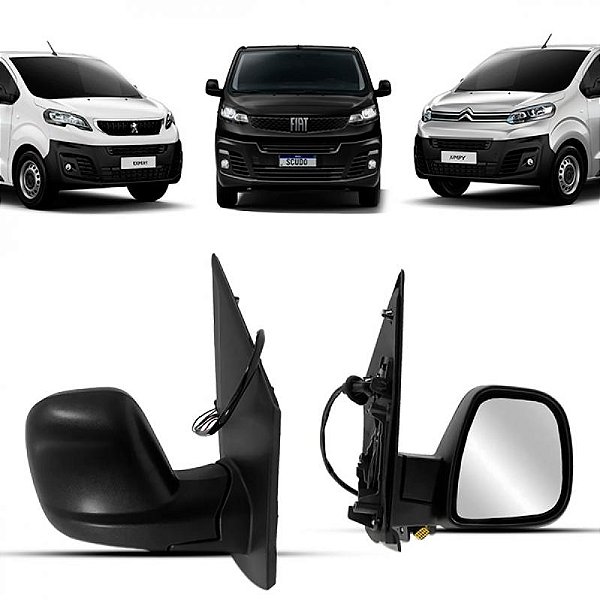 Retrovisor externo expert peugeot e jumpy citroën de 2018 a 2025 e scudo fiat de 2023 a 2025 lado esquerdo elétrico