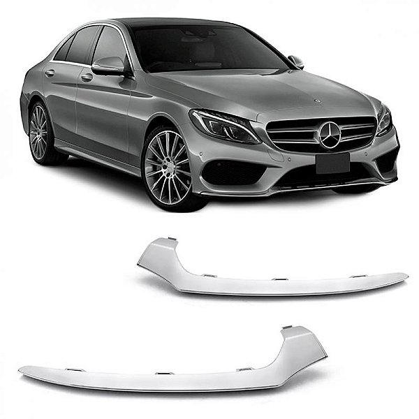 Friso de para choque c200 mercedes benz de 2015 a 2018 dianteiro lado direito verde escuro