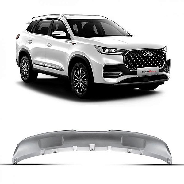 Spoiler tiggo 8 pro chery de 2022 a 2025 dianteiro prata