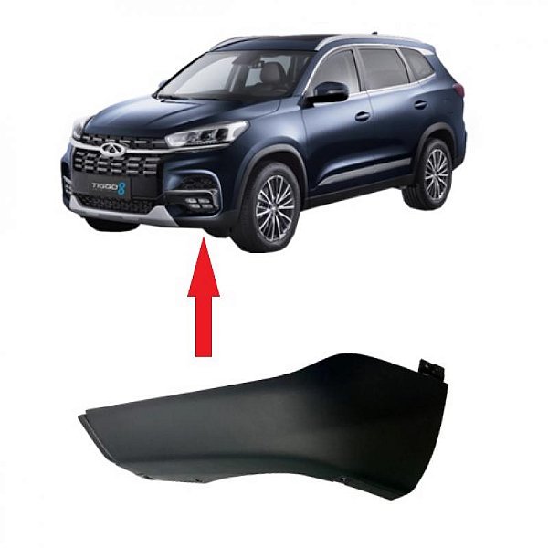 Moldura de para choque tiggo 8 chery de 2021 a 2025 dianteiro lado direito inferior
