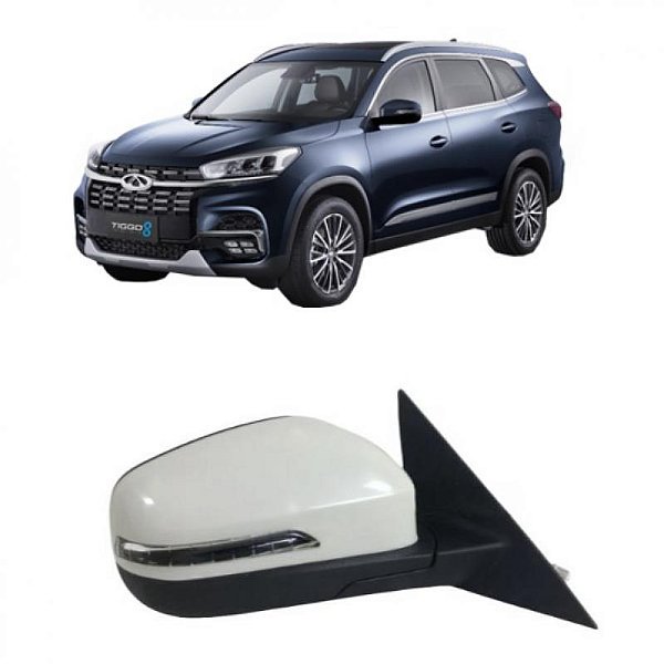 Retrovisor externo tiggo 8 chery de 2021 a 2025 e tiggo 8 pro chery de 2023 a 2025 lado direito elétrico com pisca e oito fios