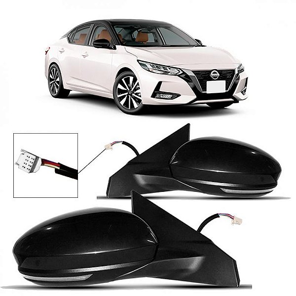 Retrovisor sentra nissan de 2023 a 2025 lado esquerdo carcaça preta externo elétrico com pisca