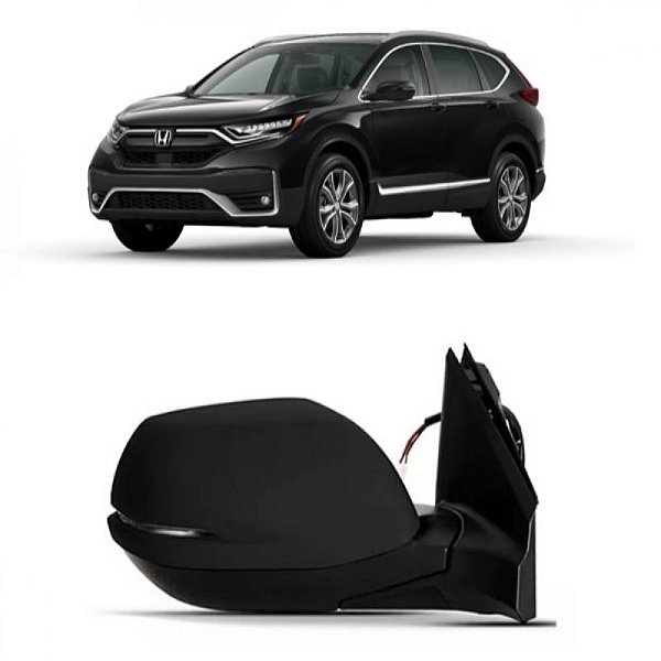 Retrovisor externo crv honda de 2012 a 2021 lado esquerdo preto elétrico com aquecimento com braço longo e 7 fios