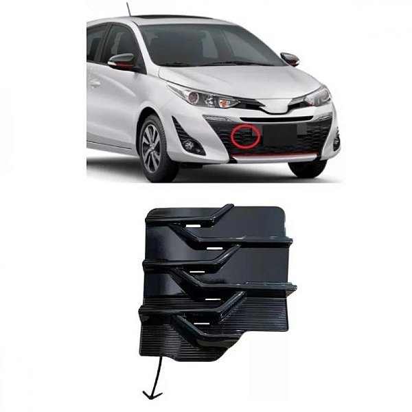 Tampa de reboque yaris toyota de 2018 a 2023 preto brilhante