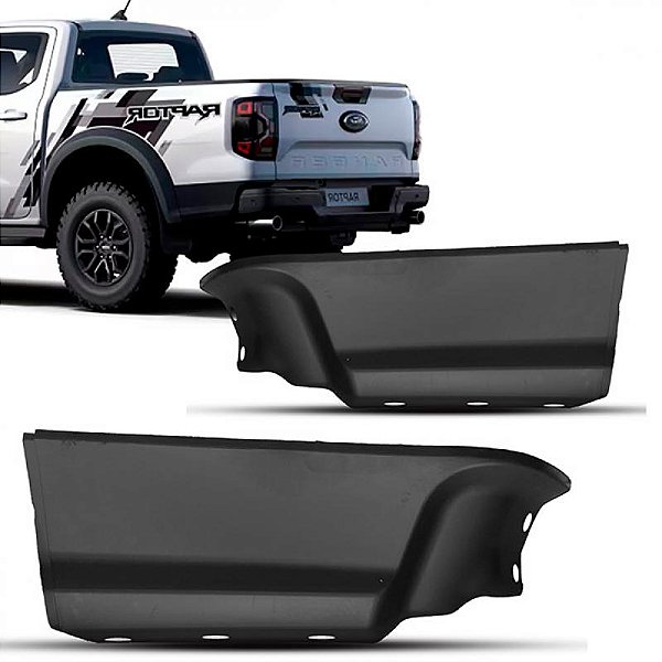 Ponteira do para choque ranger raptor ford de 2024 a 2025 traseira preto liso par