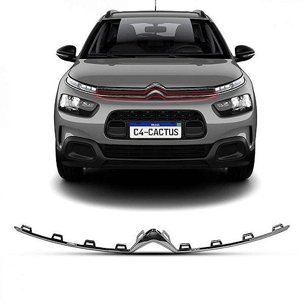 Friso da grade do radiador c4 cactus citroën de 2019 a 2024 inferior cromado