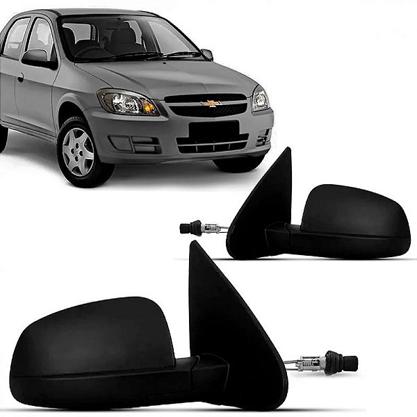 Retrovisor externo celta chevrolet de 2007 a 2015 lado esquerdo com controle manual e capa texturizada sem pisca