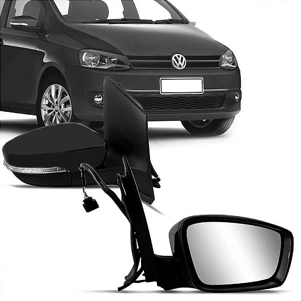 Retrovisor externo fox e spacefox e crossfox volkswagen de 2010 a 2014 lado direito elétrico com pisca e capa texturizada com furo para sensor