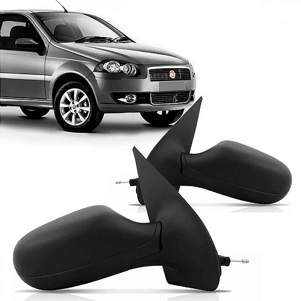 Retrovisor externo palio fiat de 2008 a 2010 lado direito cromado manual para quatro portas com capa texturizada sem pisca