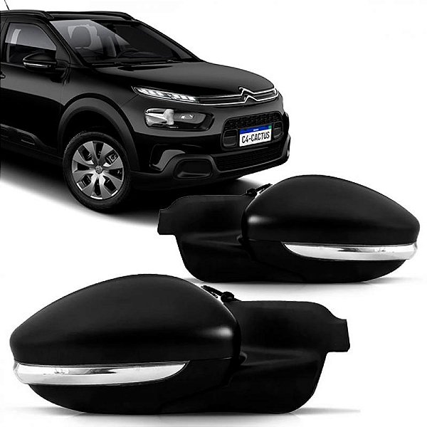 Retrovisor externo c4 cactus citroën de 2019 a 2024 lado direito com pisca com sonda e capa sem pisca texturizada