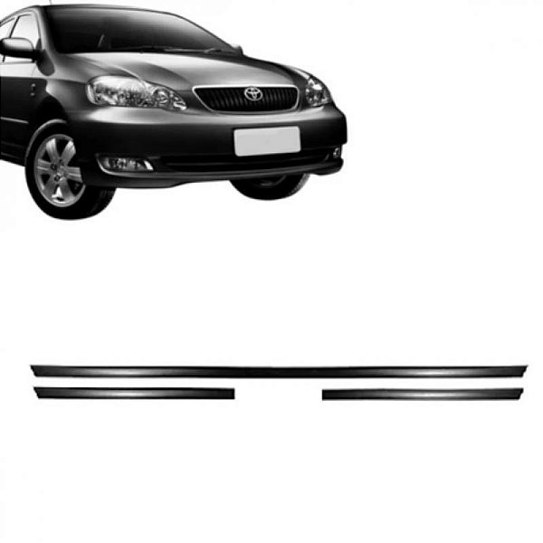 Friso para para choque corolla toyota de 2003 a 2008 preto sedã conjunto com três peças