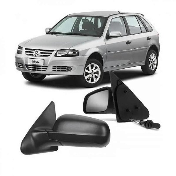 Retrovisor externo gol volkswagen de 1999 a 2008 lado esquerdo verde escuro com controle manual quatro portas geração três ponteira para choque