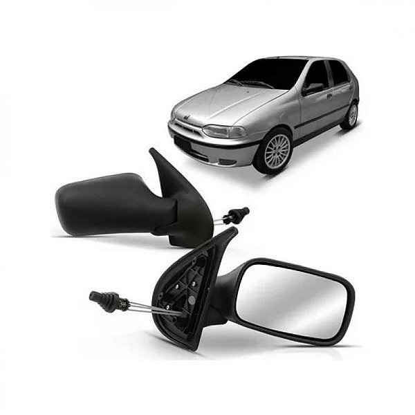 Retrovisor externo palio fiat de 1996 a 2000 lado direito verde escuro com controle manual quatro portas