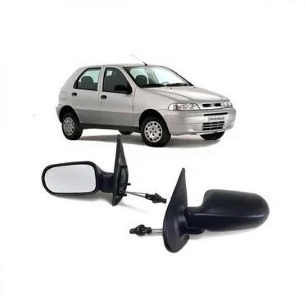 Retrovisor externo palio e siena fire fiat de 2001 a 2006 lado direito verde escuro duas portas bicolor com controle manual