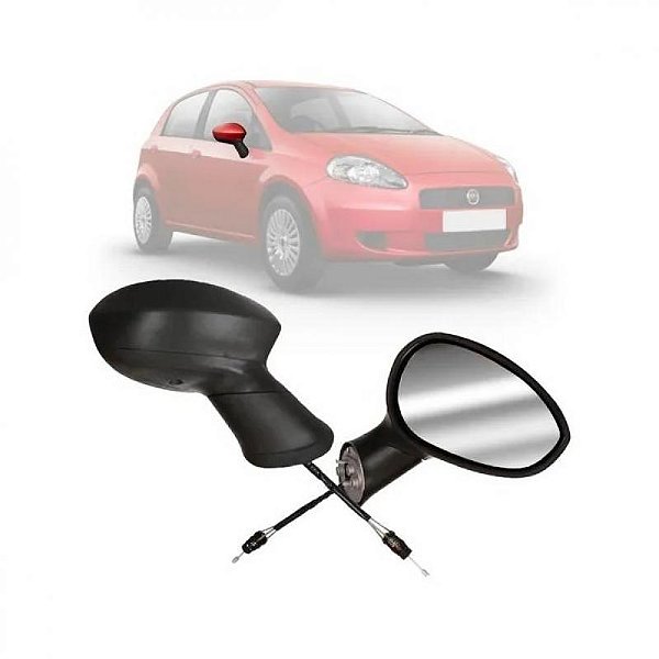 Retrovisor externo punto fiat de 2007 a 2012 lado esquerdo verde escuro com controle manual