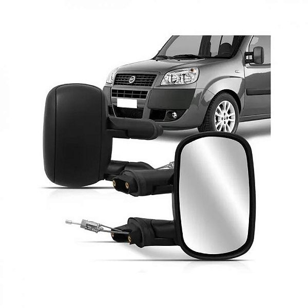 Retrovisor doblo fiat de 2001 a 2021 lado esquerdo verde escuro externo plano com controle manual