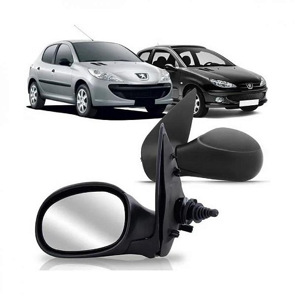 Retrovisor 206 peugeot de 1998 a 2010 e 207 peugeot de 2009 a 2015 lado esquerdo externo com controle manual