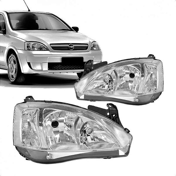Farol corsa chevrolet de 2008 a 2012 e montana chevrolet de 2008 a 2010 lado direito cromado lente lisa