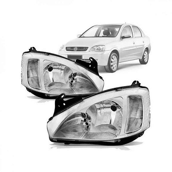 Farol corsa e montana chevrolet de 2003 a 2007 lado esquerdo cromado manual