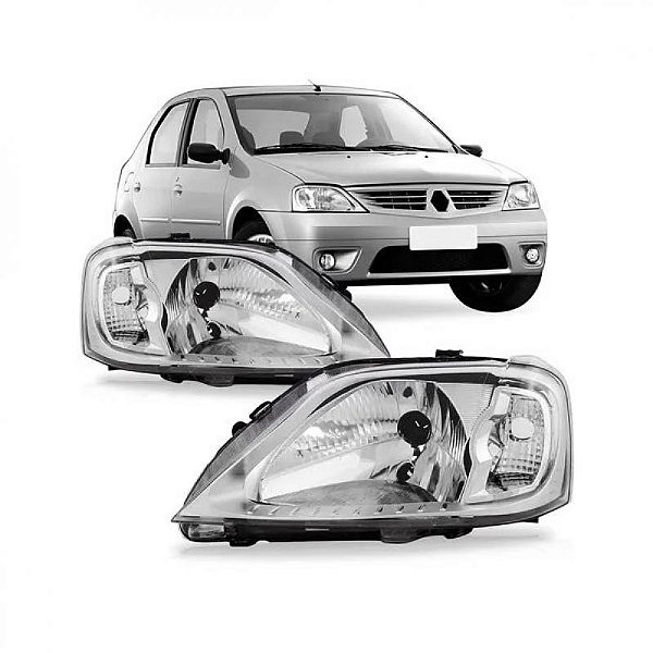 Farol logan renault de 2007 a 2010 lado direito cromado