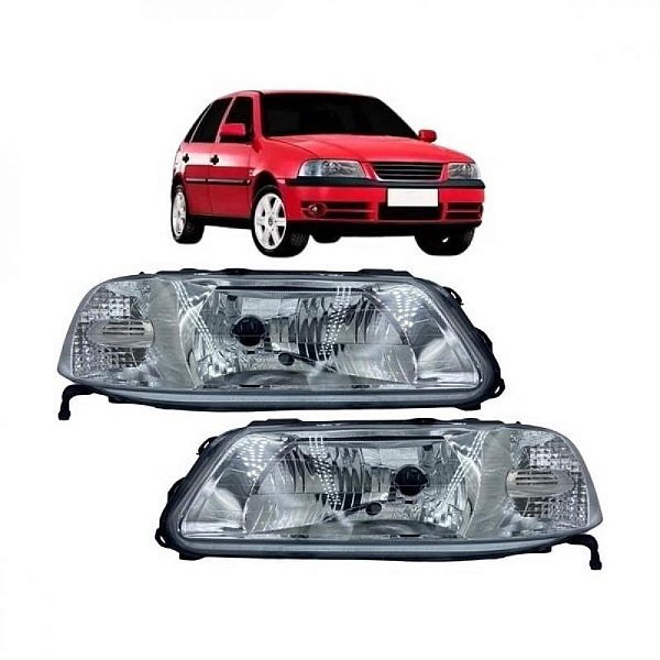 Farol gol geração três ponteira para choque volkswagen de 1999 a 2005 lado direito cromado foco simples sem chapéu