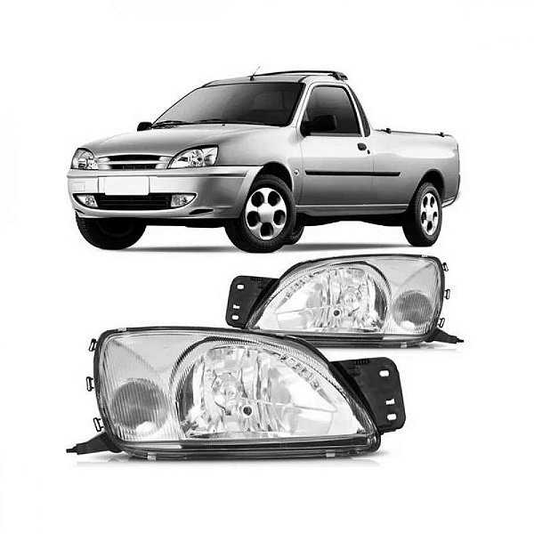 Farol fiesta ford de 2000 a 2002 e courier ford de 2000 a 2013 lado direito cristal