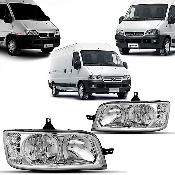 Farol ducato fiat e boxer peugeot e jumper citroën de 2005 a 2017 lado esquerdo elétrico sem motor
