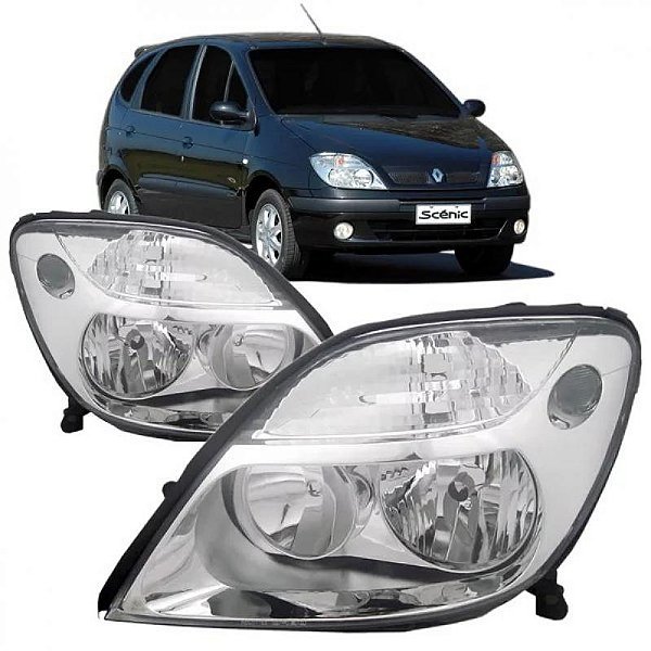 Farol scenic renault de 2001 a 2011 lado esquerdo cromado elétrico