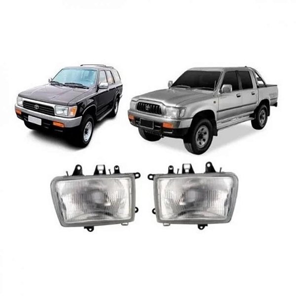Farol hilux SW4 toyota de 1992 a 1996 lado esquerdo com aplicação em hilux picape SRV toyota de 2002 a 2004