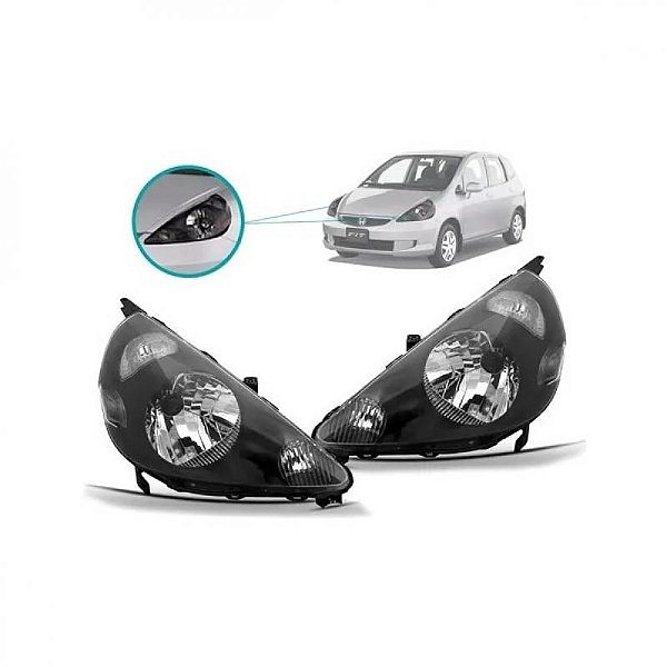 Farol fit honda de 2003 a 2008 lado direito fumê
