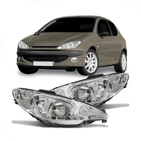 Farol 206 peugeot de 2005 a 2010 lado direito elétrico sem motor duplo liso