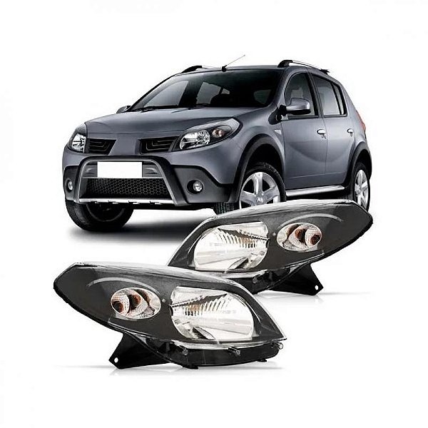 Farol sandero renault de 2008 a 2011 lado direito máscara negra