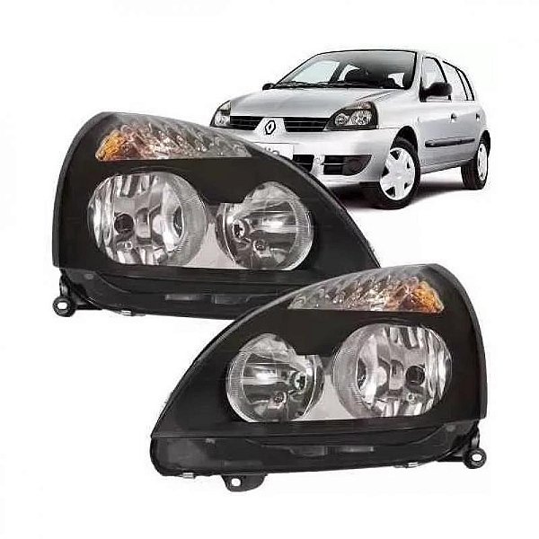 Farol clio renault de 2003 a 2005 lado esquerdo preto elétrico sem motor