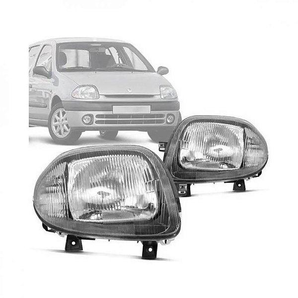 Farol clio renault de 1999 a 2002 lado esquerdo policarbonato simples