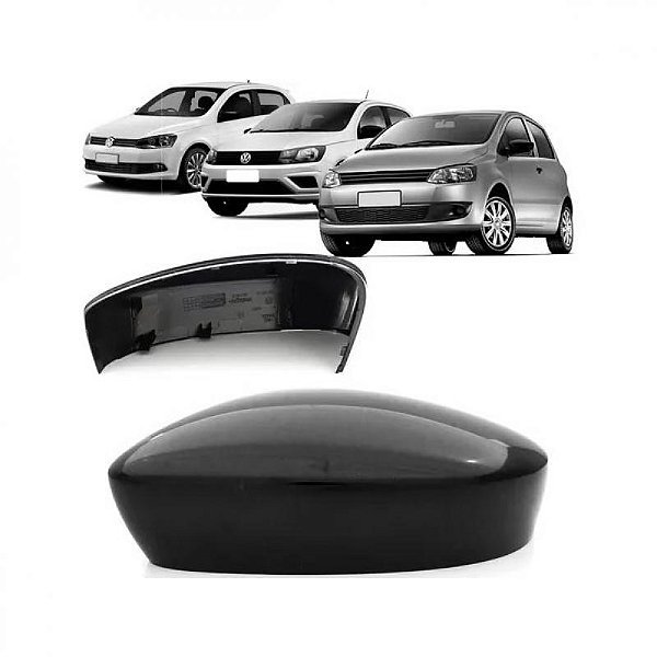 Capa de retrovisor externo gol volkswagen de 2013 a 2023 lado direito preto gerações seis sete e oito sem furo
