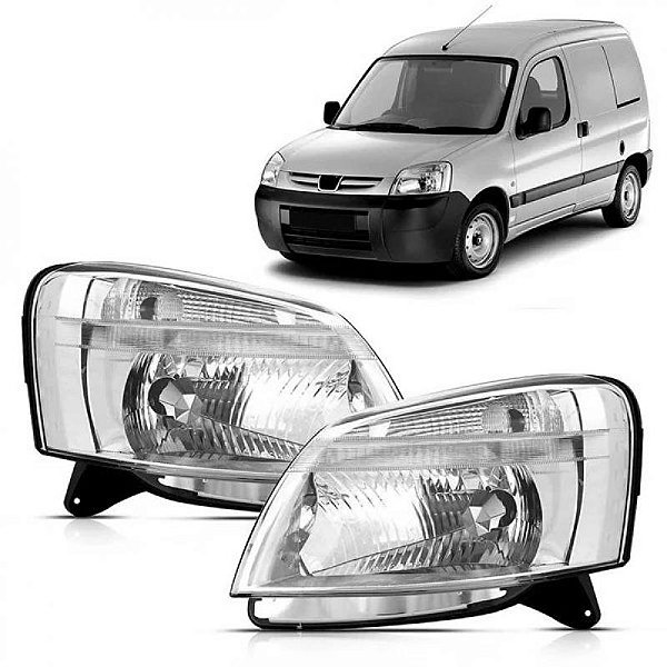 Farol partner peugeot de 2010 a 2021 lado direito elétrico com motor