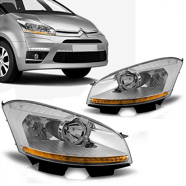 Farol c4 grand picasso citroën de 2008 a 2012 lado esquerdo elétrico com pisca âmbar