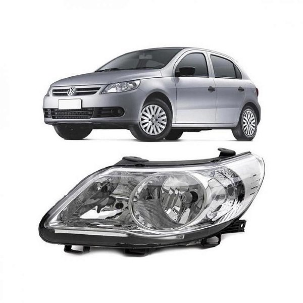 Farol gol volkswagen de 2009 a 2012 lado esquerdo cromado foco duplo geração 5