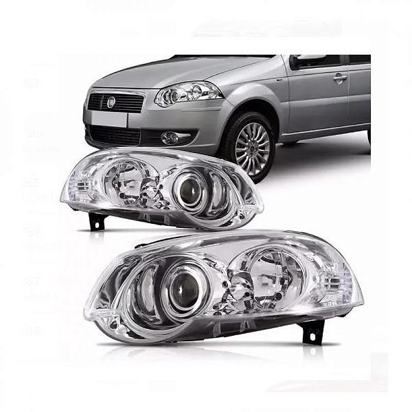Farol palio fiat de 2009 a 2020 e siena fiat de 2009 a 2012 lado direito cromado tipo bola
