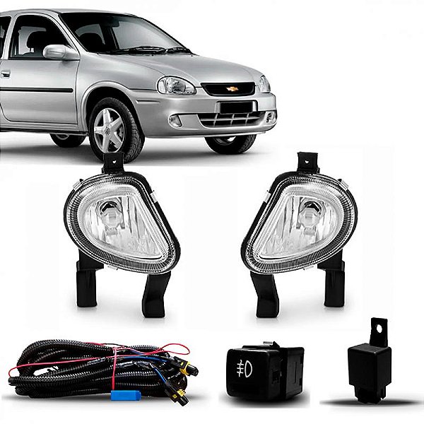 Kit farol auxiliar corsa chevrolet de 2000 a 2009 e classic chevrolet de 2003 a 2009
