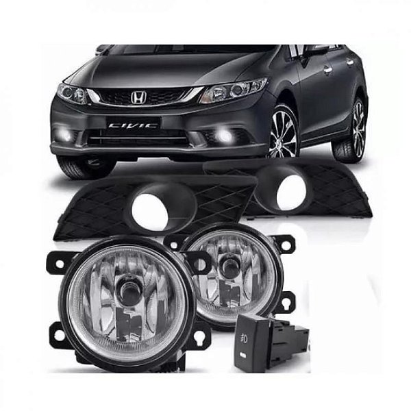 Kit farol auxiliar civic honda de 2015 a 2016 com grade