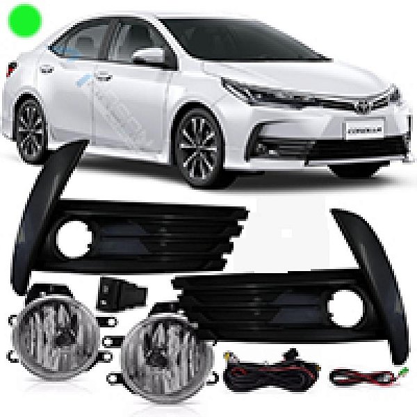 Kit farol auxiliar corolla toyota de 2018 a 2019 com grade preta