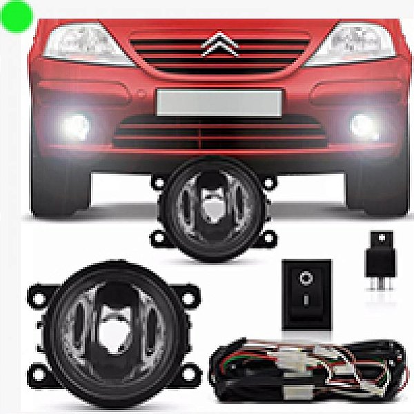 Kit farol auxiliar c3 citroën de 2009 a 2012 com botão universal