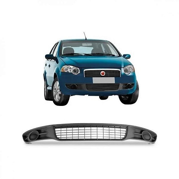 Grade para choque siena el fiat de 2008 a 2012 central cinza sem furo