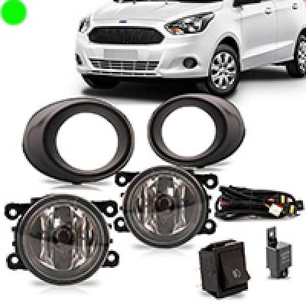 Kit de farol auxiliar ka ford de 2015 a 2018 preto com grade e botão universal