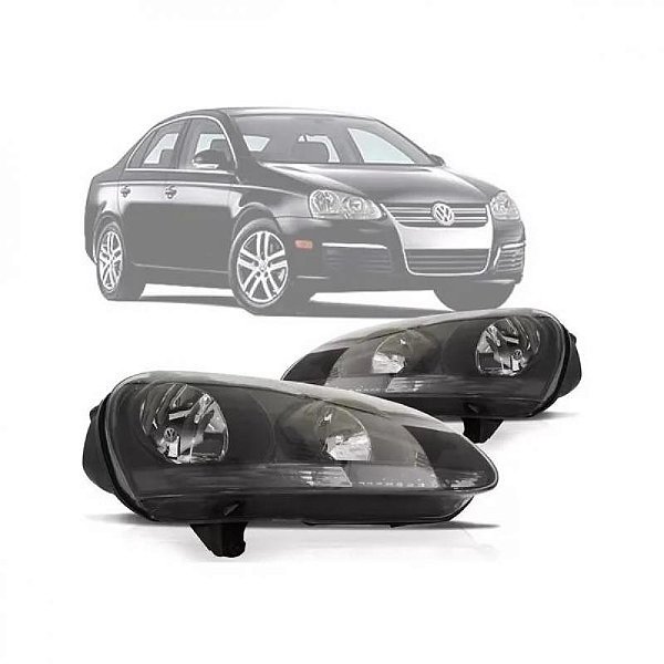 Farol jetta volkswagen de 2006 a 2010 lado direito negro manual