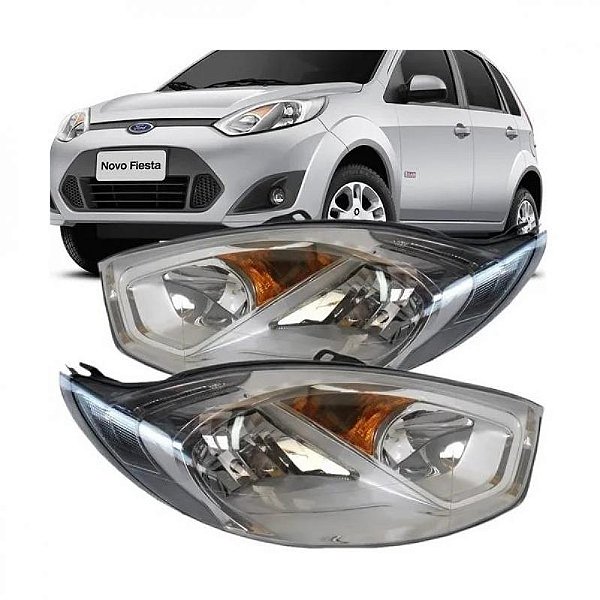 Farol fiesta ford de 2010 a 2014 lado direito cromado rocam