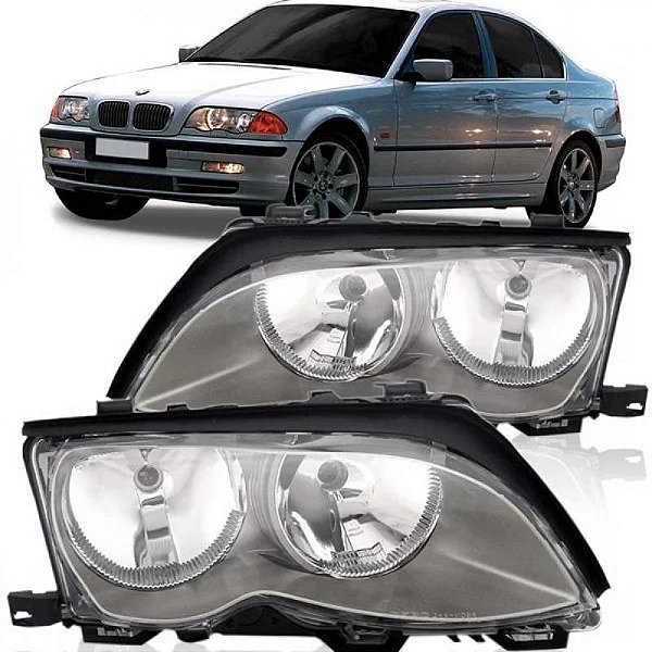 Farol série 3 bmw de 1999 a 2001 lado esquerdo máscara com carcaça preta